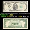 1950 $5 Green Seal Federal Reserve Note (Philadelphia, PA) Grades xf