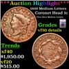 ***Auction Highlight*** 1829 Medium Letters Coronet Head Large Cent 1c Graded vf30 details By SEGS (