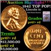 Proof ***Auction Highlight*** 1942 Lincoln Cent TOP POP! 1c Graded pr67+ rd By SEGS (fc)