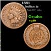 Image 1 : 1881 Indian Cent 1c Grades vg+