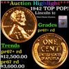 Proof ***Auction Highlight*** 1942 Lincoln Cent TOP POP! 1c Graded pr67+ rd By SEGS (fc)