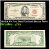 1953A $5 Red Seal Fancy Serial United States Note Grades vf+