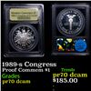 Image 1 : Proof 1989-s Congress Modern Commem Dollar $1 Graded GEM++ Proof Deep Cameo BY USCG