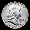Image 2 : 1951-d Franklin Half Dollar 50c Grades Select Unc
