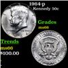 1964-p Kennedy Half Dollar 50c Grades GEM+ Unc