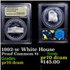 Image 1 : Proof 1992-w White House Modern Commem Dollar $1 Graded GEM++ Proof Deep Cameo BY USCG
