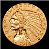 Image 2 : ***Auction Highlight*** 1914-p Gold Indian Quarter Eagle $2 1/2 Graded Select Unc By USCG (fc)