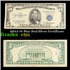 1953A $5 Blue Seal Silver Certificate Grades vf+
