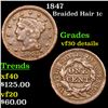 1847 Braided Hair Large Cent 1c Grades VF Details