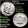 Image 1 : 1955-p Franklin Half Dollar 50c Grades Choice Unc+ FBL