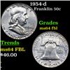 Image 1 : 1954-d Franklin Half Dollar 50c Grades Choice Unc FBL