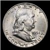 Image 2 : 1951-d Franklin Half Dollar 50c Grades Choice+ Unc