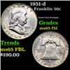 1951-d Franklin Half Dollar 50c Grades GEM FBL