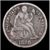 Image 2 : 1886-p Seated Liberty Dime 10c Grades f+