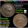 Image 1 : ***Auction Highlight*** 1723 Farth Hibernia Del Gratia Rex  Colonial Cent 1c Grades Select+ Unc BN B