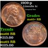 Image 1 : 1909-p Lincoln Cent 1c Grades Gem+ Unc RB