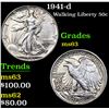 Image 1 : 1941-d Walking Liberty Half Dollar 50c Grades Select Unc