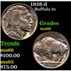 Image 1 : 1938-d Buffalo Nickel 5c Grades GEM+ Unc