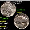 Image 1 : 1938-d/d Buffalo Nickel 5c Grades GEM+ Unc