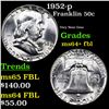 Image 1 : 1952-p Franklin Half Dollar 50c Grades Choice Unc+ FBL
