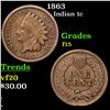 Image 1 : 1863 Indian Cent 1c Grades f+