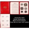Australia 1970 Royal Australian Mint Uncirculated Coin Set in rare red wallet