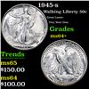Image 1 : 1945-s Walking Liberty Half Dollar 50c Grades Choice+ Unc