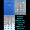 Partial Harris Honor-Bilt Lincoln 1c folder, 1944-1978, 71 coins.