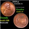 Image 1 : 1919-p Lincoln Cent 1c Grades GEM Unc RB