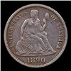 Image 2 : 1890-p Seated Liberty Dime 10c Grades Select AU