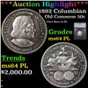 Image 1 : ***Auction Highlight*** 1892 Columbian Old Commem Half Dollar 50c Graded ms64 PL By SEGS (fc)