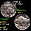 Image 1 : 1936-p Buffalo Nickel 5c Grades GEM+ Unc