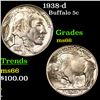 Image 1 : 1938-d Buffalo Nickel 5c Grades GEM+ Unc