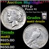 ***Auction Highlight*** 1921-p Peace Dollar $1 Graded ms62 details By SEGS (fc)