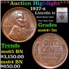 ***Auction Highlight*** 1927-s Lincoln Cent 1c Graded ms64+ bn By SEGS (fc)