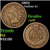 Image 1 : 1862 Indian Cent 1c Grades vg+
