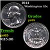 Image 1 : Proof 1941 Washington Quarter 25c Grades GEM Proof