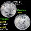 Image 1 : 1922-p Peace Dollar $1 Grades Choice Unc