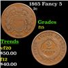 Image 1 : 1865 Fancy 5 Two Cent Piece 2c Grades f+