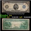 Image 1 : 1914 $5 Large Size Blue Seal Federal Reserve Note Fr-857 Burke-Glass (Celeveland, OH) Grades f, fine