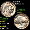 Image 1 : 1938-d Buffalo Nickel 5c Grades GEM++ Unc