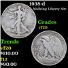 Image 1 : 1938-d Walking Liberty Half Dollar 50c Grades vf, very fine