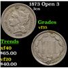 Image 1 : 1873 Open 3 Three Cent Copper Nickel 3cn Grades vf++