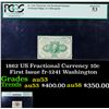 Image 1 : PCGS 1862 US Fractional Currency 10c First Issue fr-1241 Washington Graded au53 By PCGS