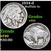 1934-d Buffalo Nickel 5c Grades vf++