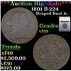 ***Auction Highlight*** 1801 Draped Bust Large Cent S-224 1c Graded vf35 By SEGS (fc)