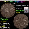 ***Auction Highlight*** 1822 Coronet Head Large Cent 1c Graded au58 By SEGS (fc)