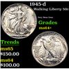 1945-d Walking Liberty Half Dollar 50c Grades Choice+ Unc