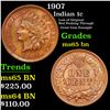 Image 1 : 1907 Indian Cent 1c Grades GEM Unc BN
