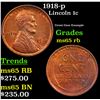Image 1 : 1918-p Lincoln Cent 1c Grades GEM Unc RB